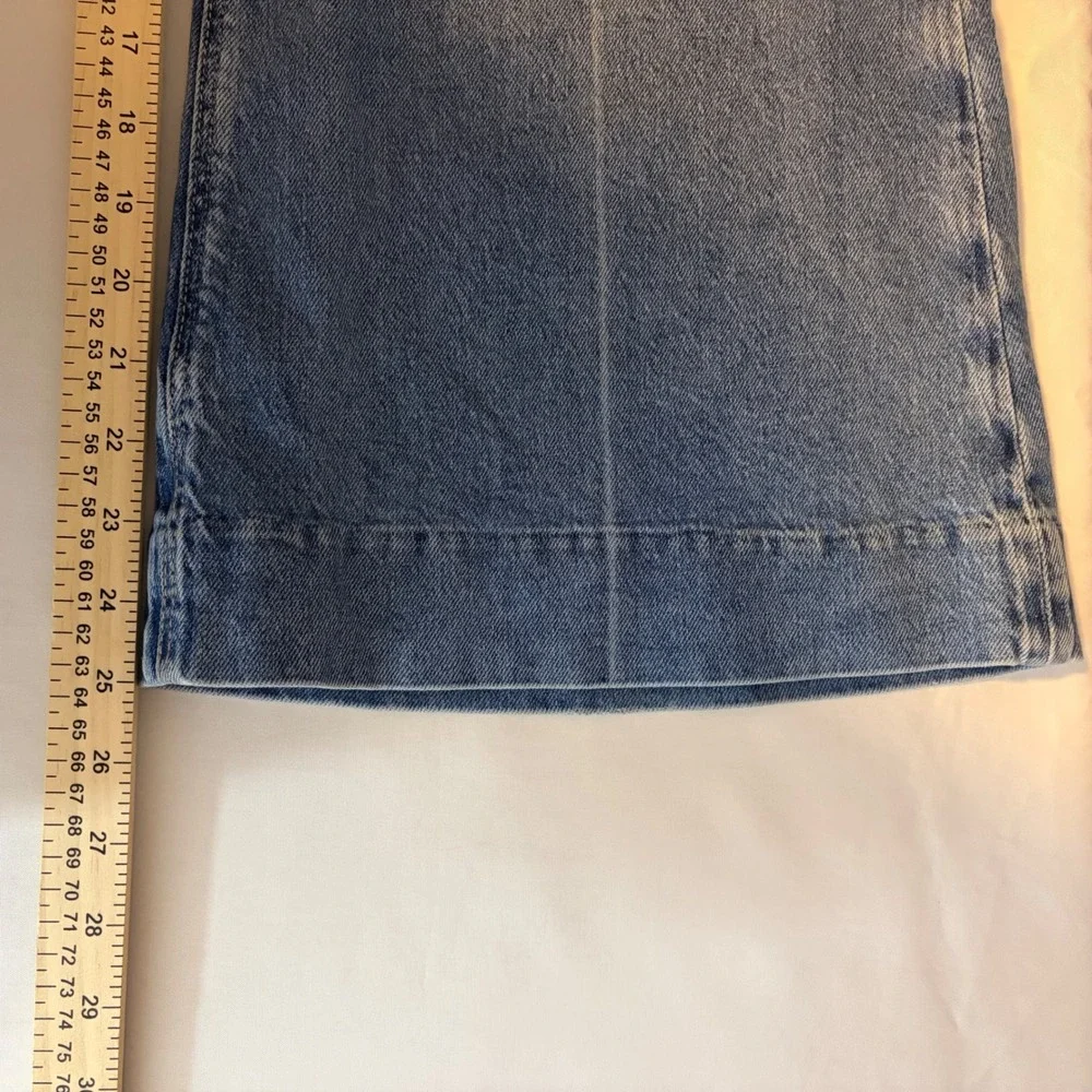 American Eagle Women Medium Wash Stretch Wide Leg High Rise Jeans Blue Size 14 - Picture 12 of 14